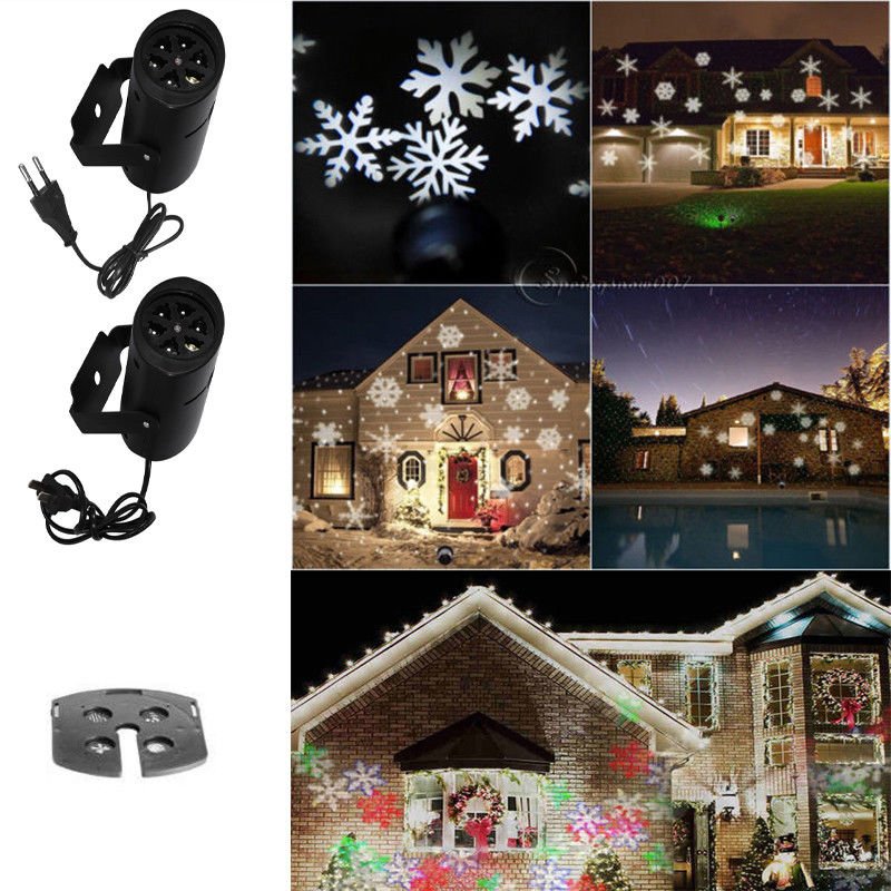 1/2/4pcs Outdoor Moving Snowflake LED Laser Light Landscape Xmas Garden Lamp