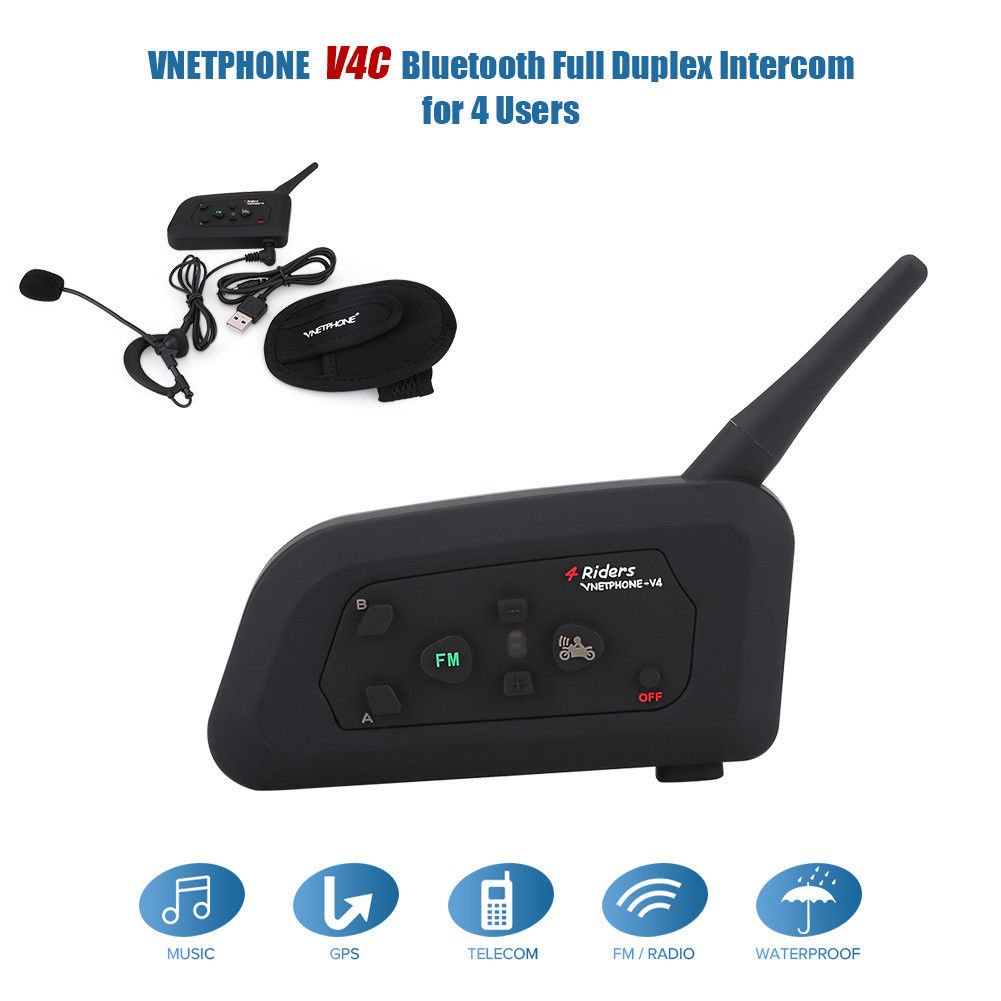 VNETPHONE V4C 1200M Bluetooth Full Duplex Intercom Interphone for Referee 4 User