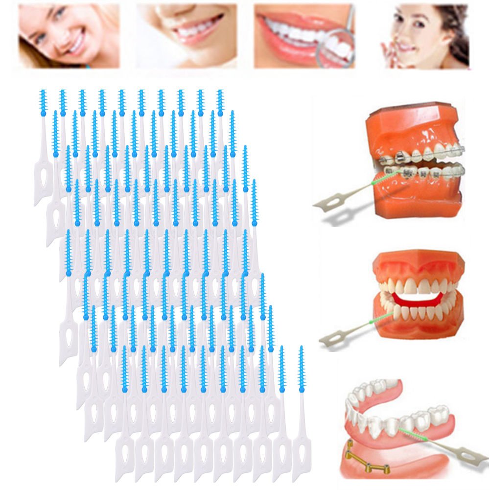 80pcs Tooth Flossing Head Oral Hygiene Cleaner Interdental Brush Toothpick NEW