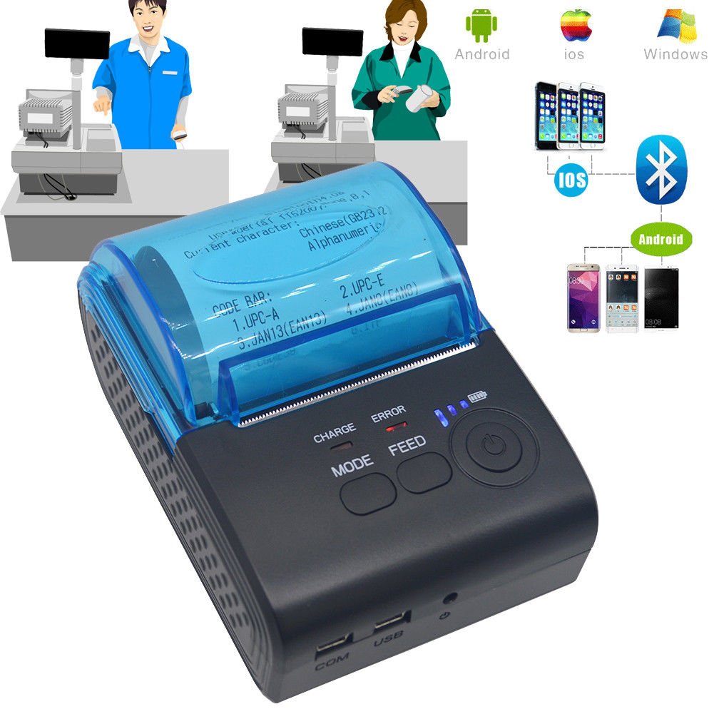 58mm Bluetooth Wireless Mobile Thermal Receipt Printer For iOS Android Windows