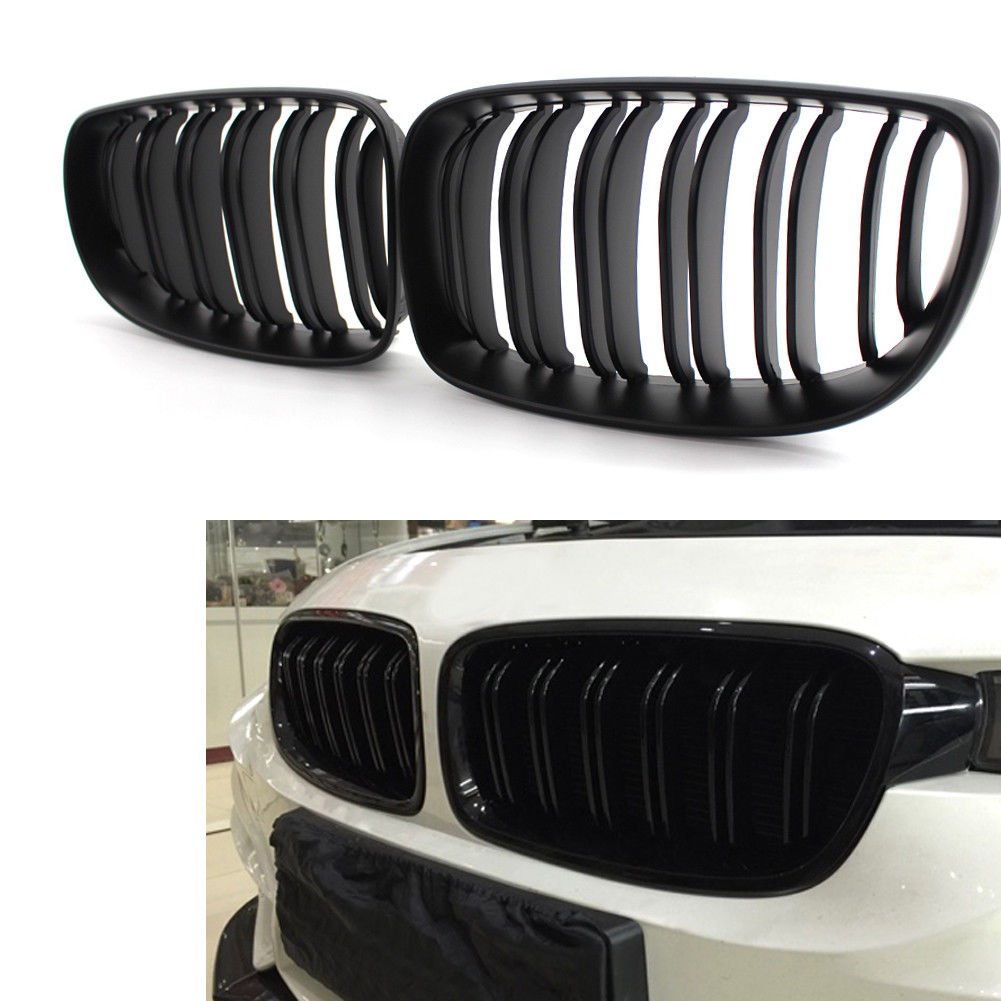 Car Front Radiator Grill Right & Left Double Matte Black For BMW E81 E87 E82 E88