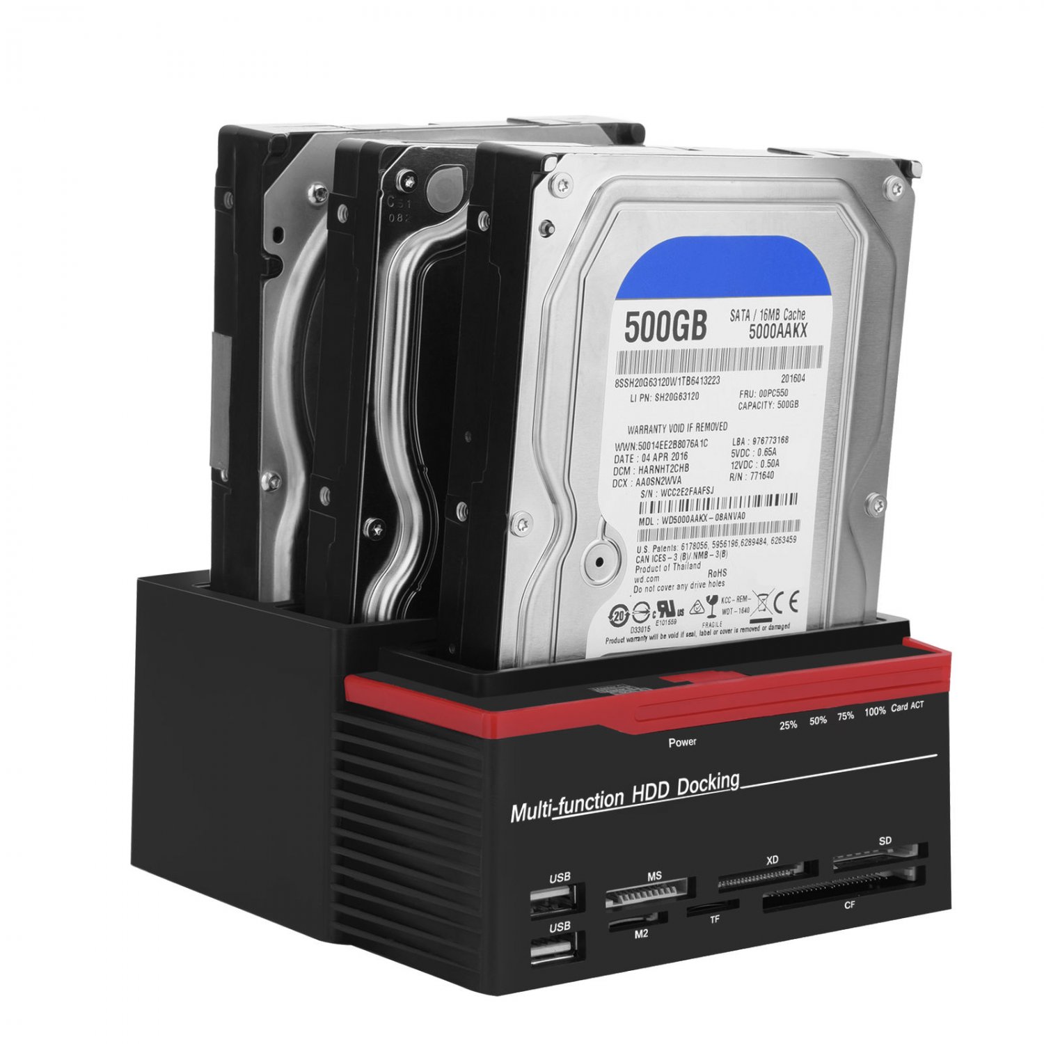 HDD Clone Docking Station Triple 2.5'' 3.5'' SATA IDE USB Hard Drive Card Reader