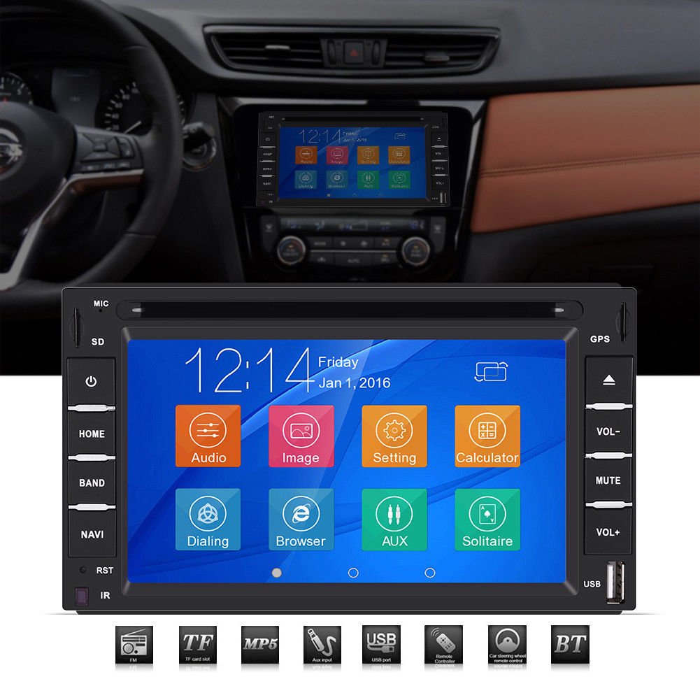 6.2 inch 2 Din HD Car Touchscreen FM SD USB DVD Vedio MP5 Player In-Dash GPS EL