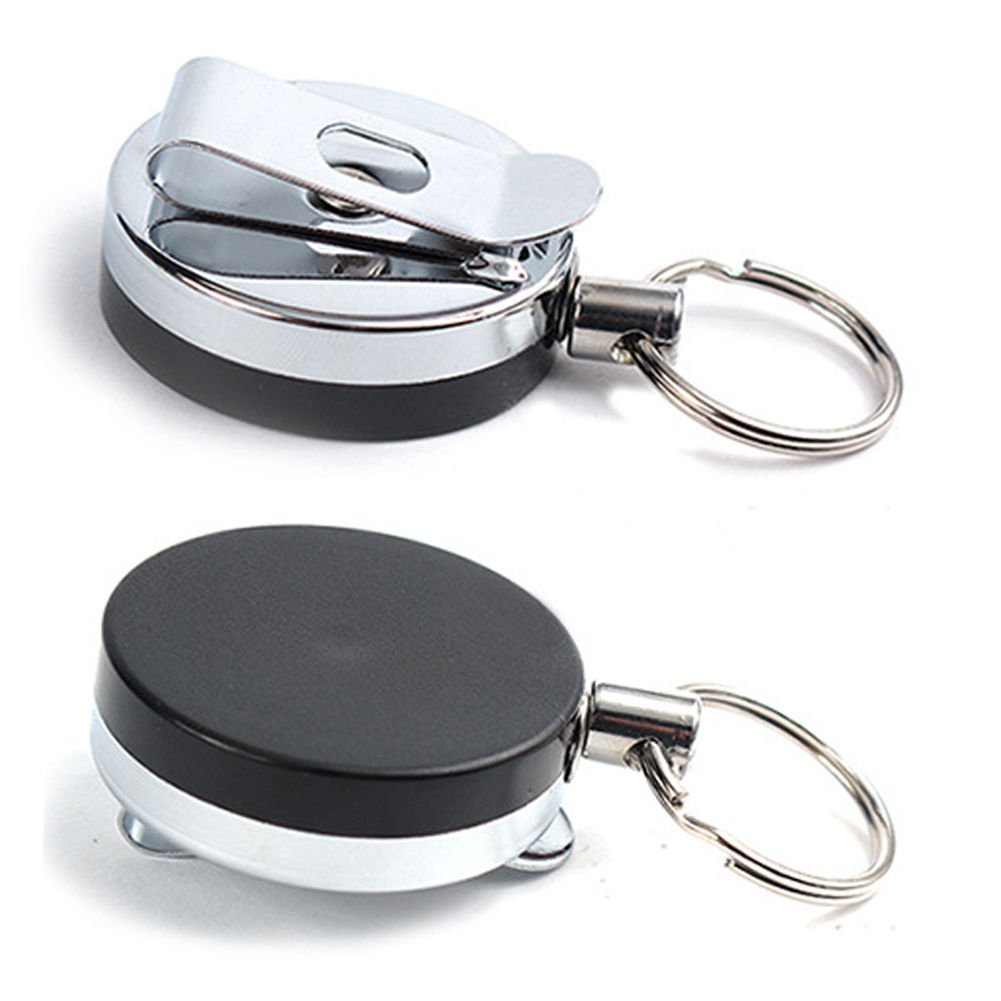 EDC Multi Tool Reel Recoil Retractable Key Ring Pull Chain Belt Clip Card Holder