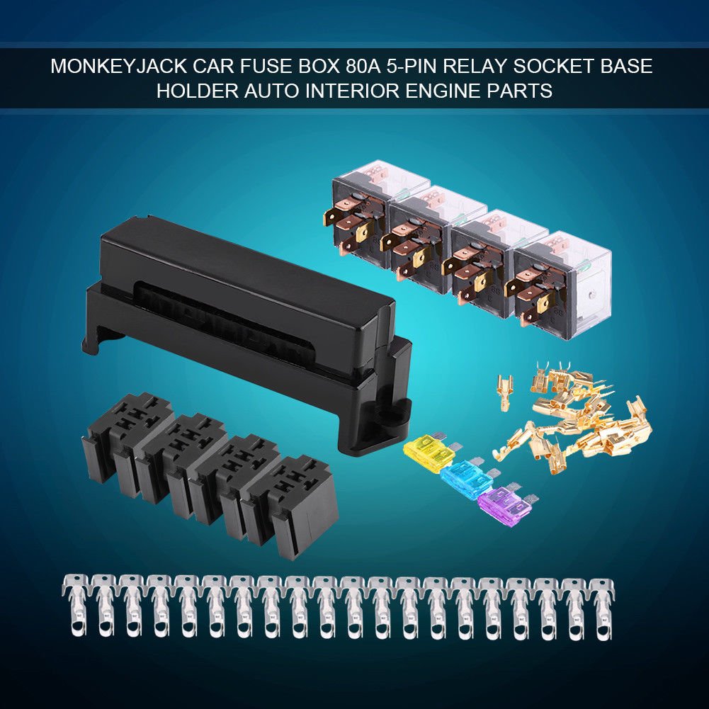 Car Auto 10 Way 5-Pin Circuit Standard Blade Fuse Box Block Holder Engine Hot