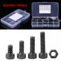 420x M3 M4 M5 Carbon Steel Hex Socket Head Cap Screws Nut Assorted Kit Box Black