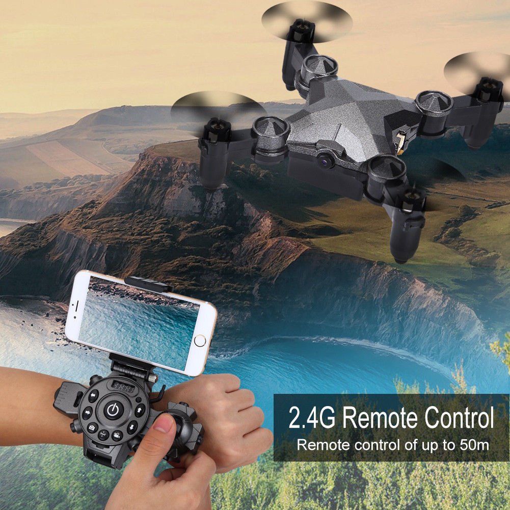 Foldable RC Quadcopter Watch Style Wifi FPV Remote Control 0.3MP Camera Drone
