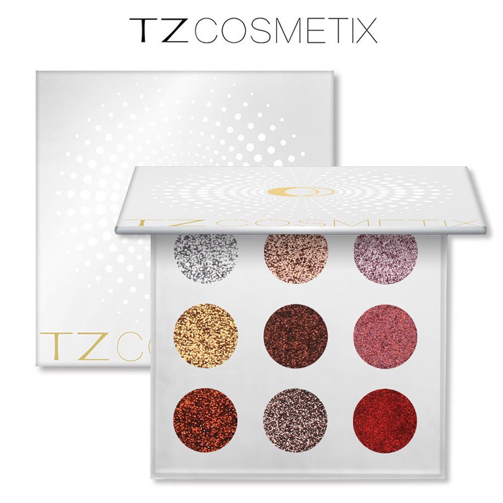 9 Colors Pigmented Pressed Glitter Eyeshadow Palette Beauty Cosmetics Makeup Set