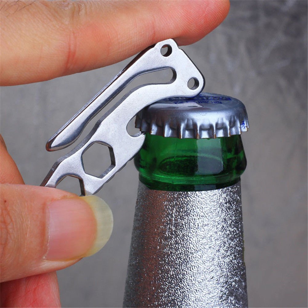 New Stainless Steel EDC Pocket Multi-tool Hex Wrench Bottle Opener Keychain Clip