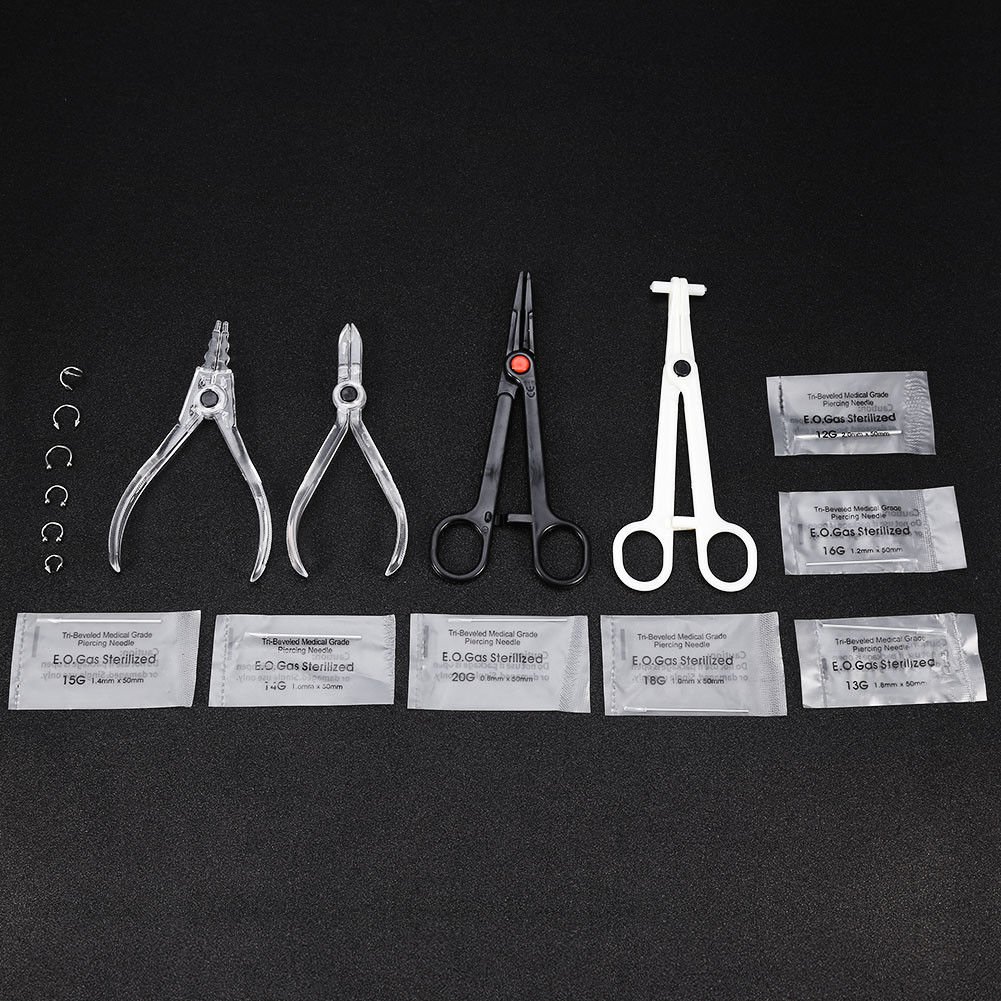 Pro Ear Lip Naval Tongue Belly Body Piercing Forcep Septum Nose Jewelry Kit