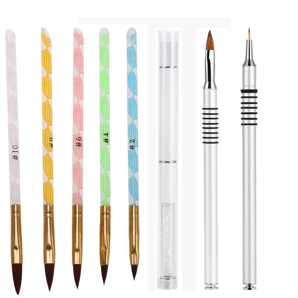 UV Gel Gradient Painting Pen Drawing Brush Wooden Handle Manicure Nail Art Tool