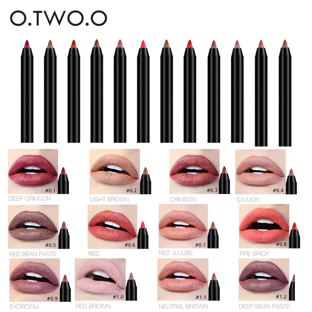 Women Waterproof Lipstick Lip Liner Matte Lipliner Pencil Lip Pen Set 12 Colors