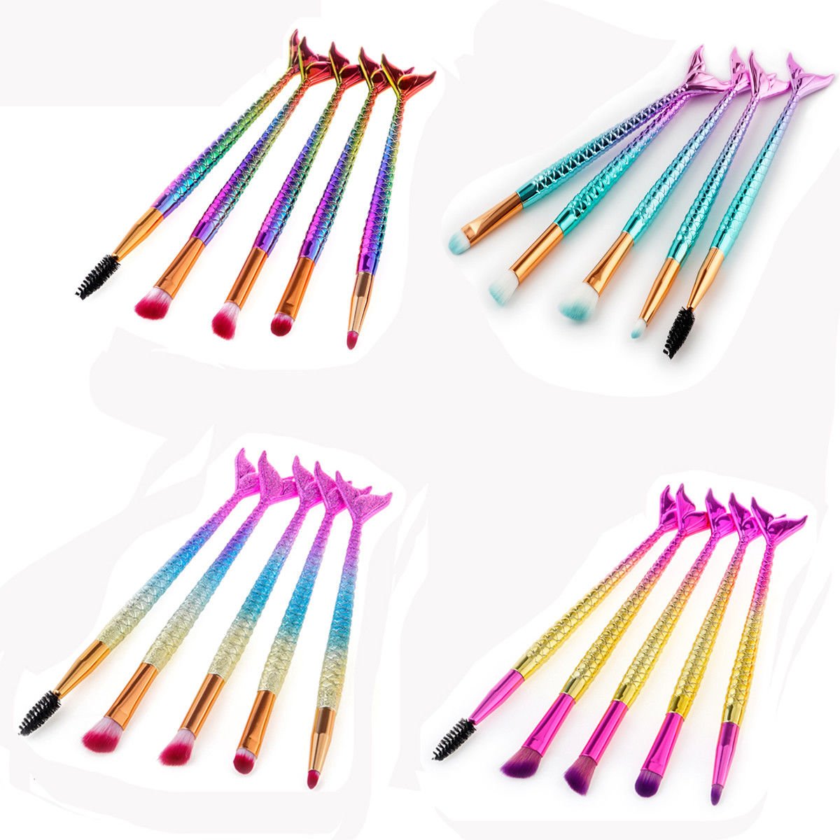 Blush Make Up Diamond Brushes Foundation Fish Tail Rainbow Cosmetic Brush