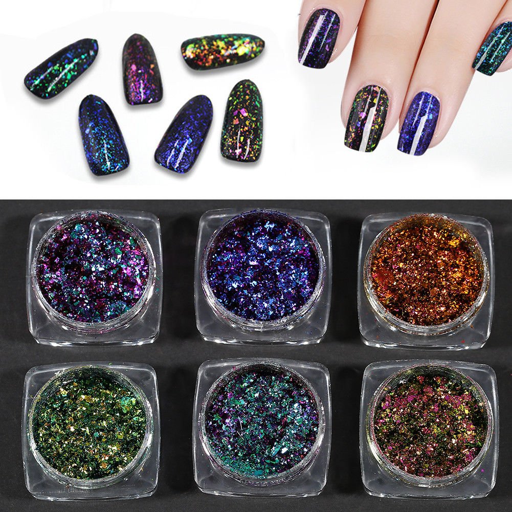 Decor Nail Art Glitter Irregular Pigment Flakes Sequins Magic Mirror Powder