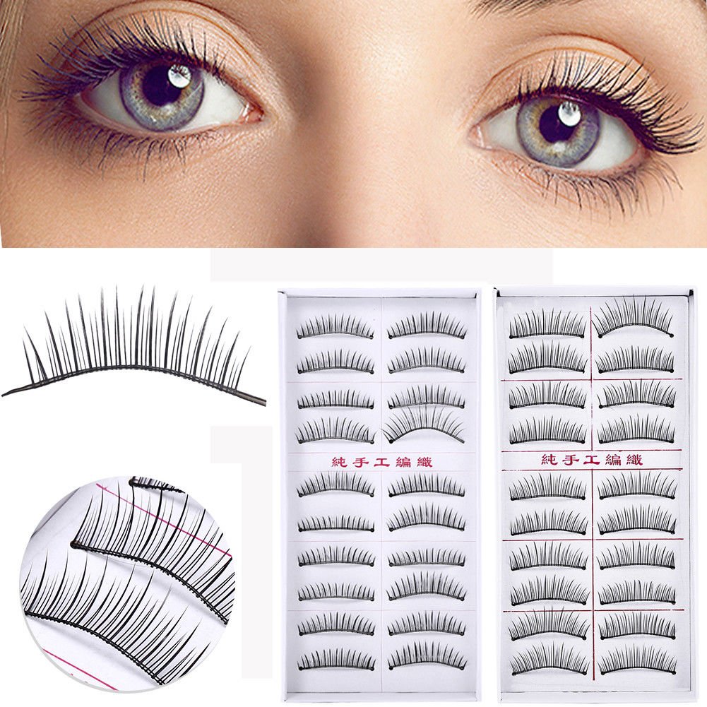 20pcs Natural False Eyelashes Slender Thick Fake Eye Lashes Extension Makeup