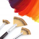 3 Size Slim Wood Handle Fan Paint Brush fr Oil Acrylic Water Painting Artist coi