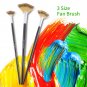 3 Size Slim Wood Handle Fan Paint Brush fr Oil Acrylic Water Painting Artist coi