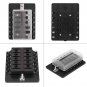 Car 12 Way Circuit Blade Fuse Box Standard ATO ATC Block Holder w/ PC Terminal