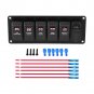 6 Gang Waterproof Red LED Rocker Switch Panel Dual USB Car Marine Caravan 12-24V