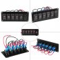 6 Gang Waterproof Red LED Rocker Switch Panel Dual USB Car Marine Caravan 12-24V