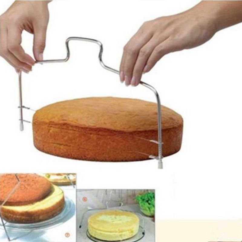 Adjustable 2 Wire Cake Slicer Pizza Leveler Dough Cutter Trimmer Stainless Steel