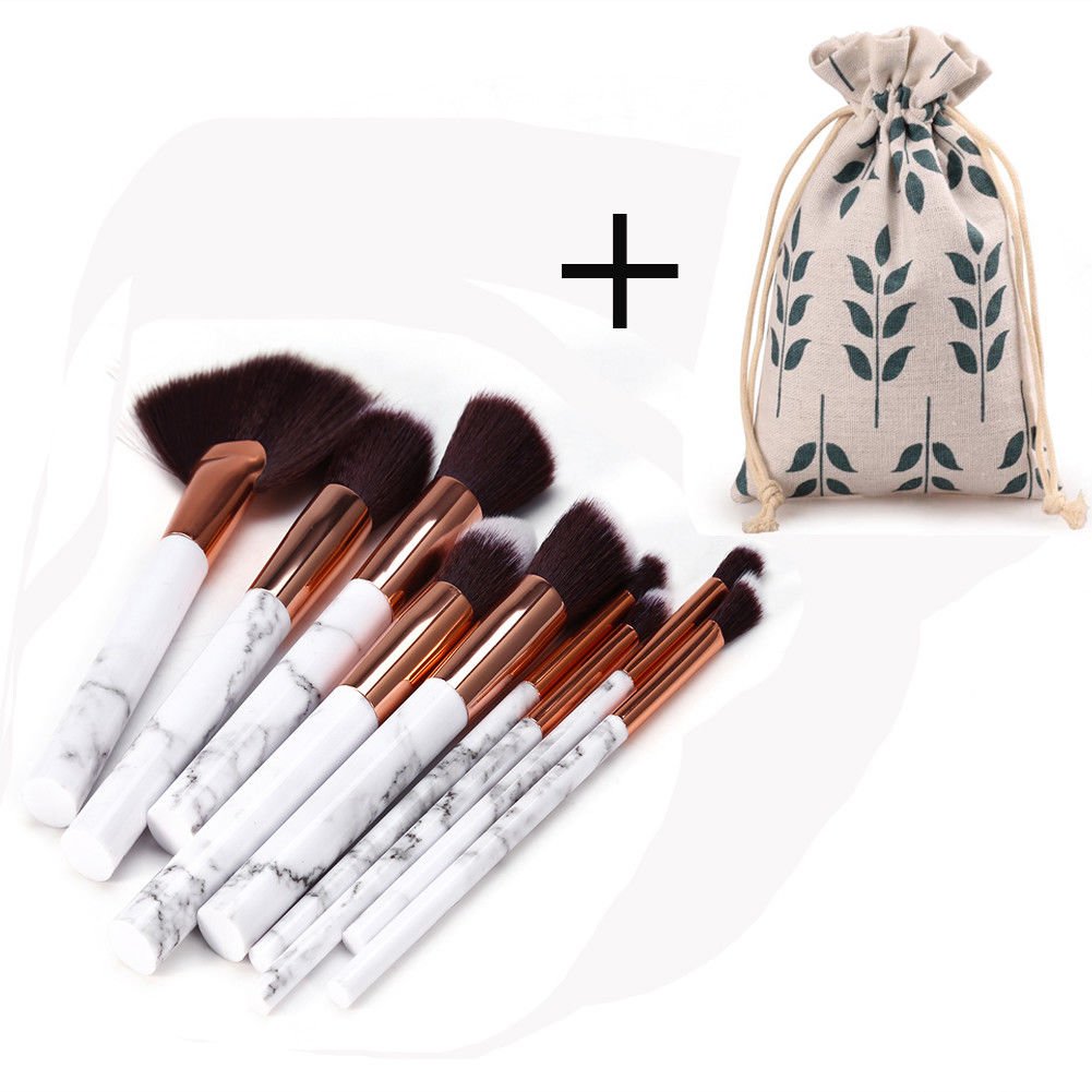 9x Pro Makeup Brushes Set Foundation Powder Eyeshadow Eyeliner Lip Brush & Bag