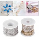 10Yards/1 Roll Silver/Gold Diamante Crystal Rhinestone Rope Ribbon Cup Chain coi