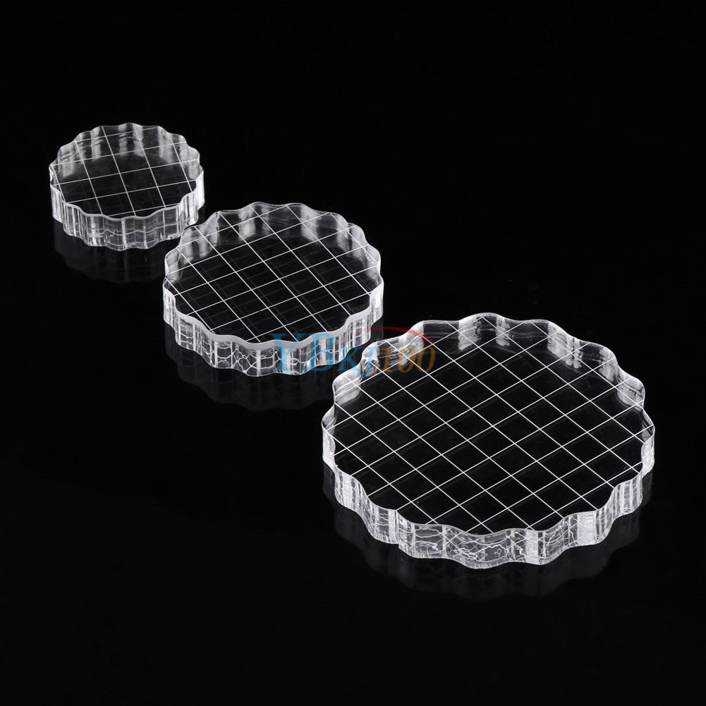 Round Grid Clear Transparent Stamp Acrylic Block Stamping Pads DIY Scrapbook NEW