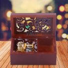 Wood Miniature Hollow 18 Note Wind Up Music Box Movement Jewelry Organizer Gift