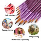 12/24Pcs Flat Tip Artist Paint Brush Nylon Hair Watercolor Oil Painting Pen coi