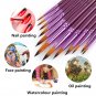 12/24Pcs Flat Tip Artist Paint Brush Nylon Hair Watercolor Oil Painting Pen coi