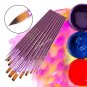 12/24Pcs Flat Tip Artist Paint Brush Nylon Hair Watercolor Oil Painting Pen coi