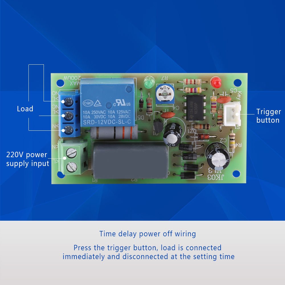 AC 220V Trigger Delay Switch Turn Off Board Timing Timer Relay Module Adjustable