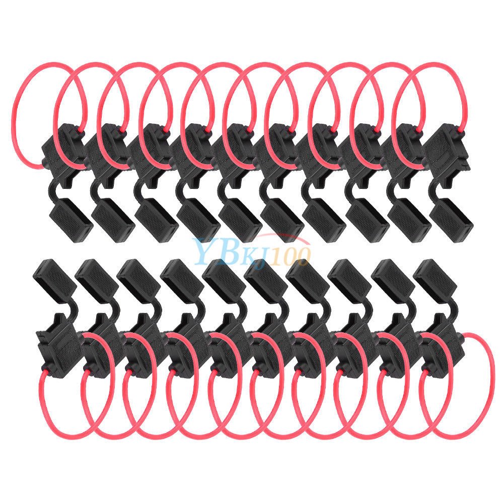 20x 16 Gauge ATC/ATO Inline Wire Fuse Holder With Cable 12V For Auto Car Truck