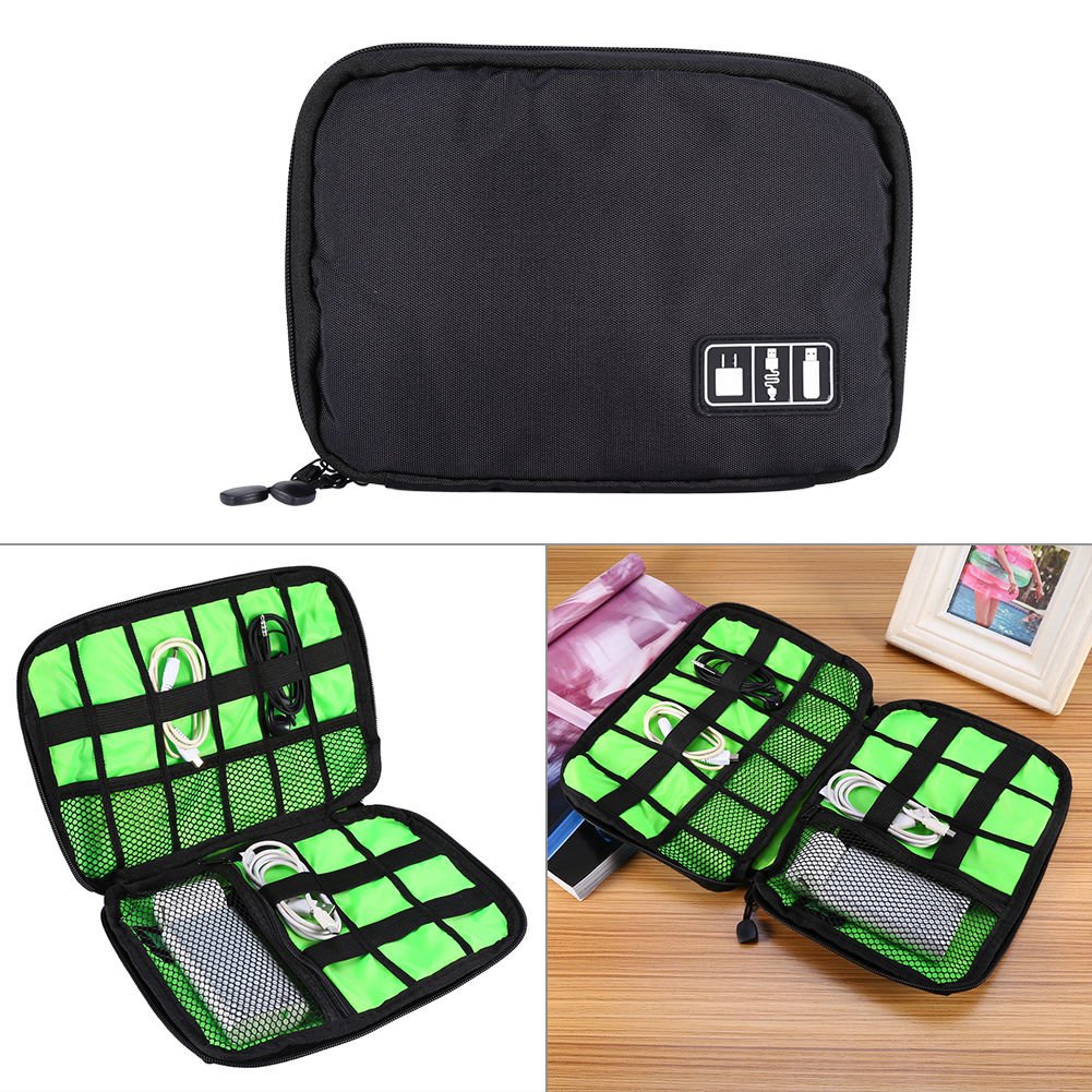 USB Cable Charger Power Bank Storage Bags Zippered Organizer Travel Bag Pouch