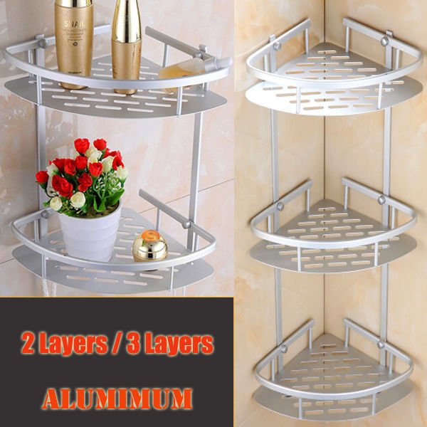 Triangular Shower Caddy Shelf Bathroom Wall Corner Rack Storage Organizer Holder
