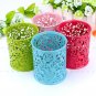 New Hollow Flower Pattern Cylinder Pen Pencil Pot Holder Container Organizer NI