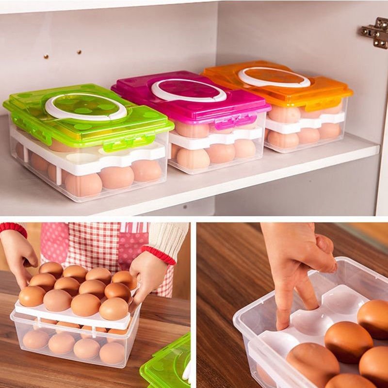 Plastic Kitchen Refrigerator Storage Organizer Egg Holder Keeper Container Box