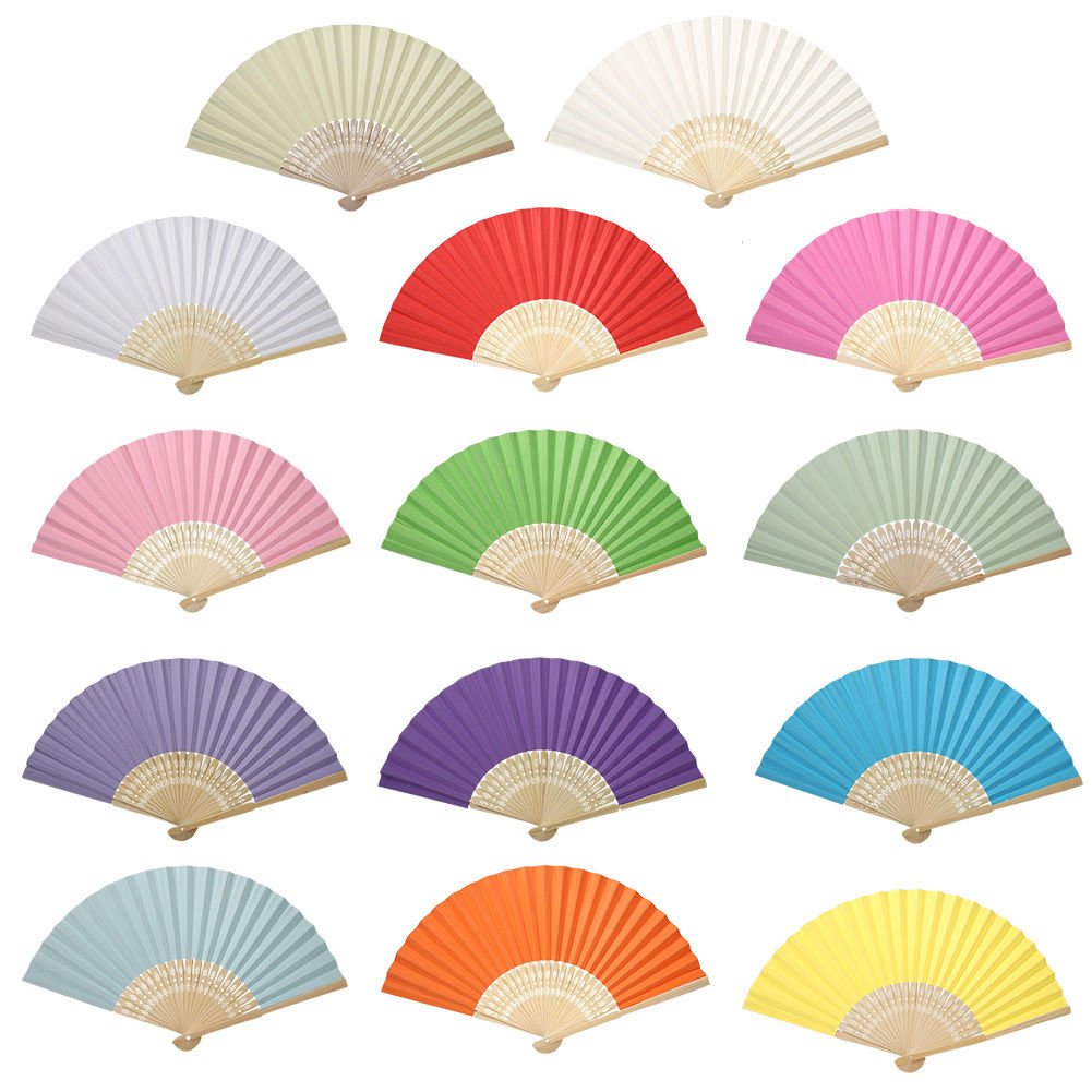 Lovely Handheld Mini Fan Folding Bamboo Chinese Paper Fans Wedding Kids Favours