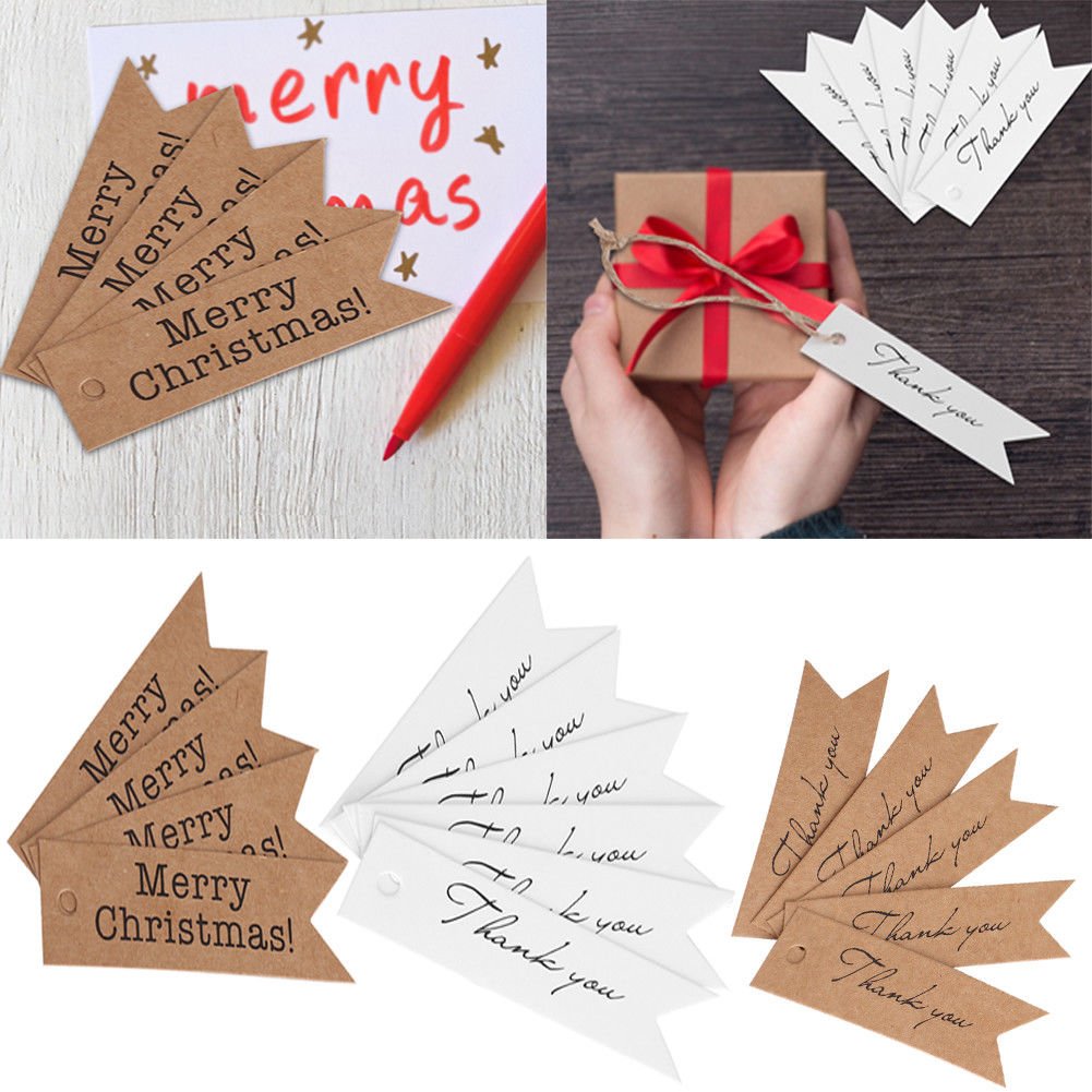 100pcs Craft Paper Hang Tags Wedding Party Favor Label Cards Christmas Ornament
