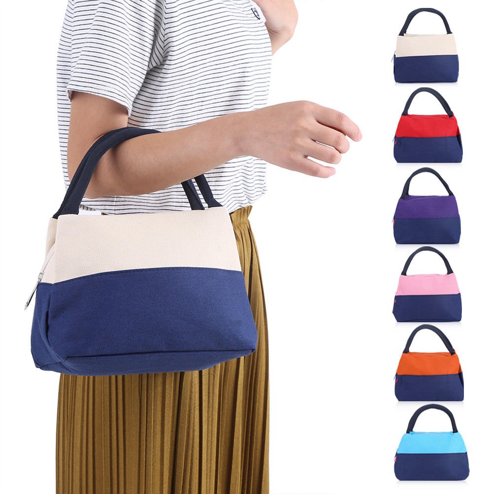 Lovely Insulated Canvas Lunch Bag Tote Handbag Picnic Food Storage Container