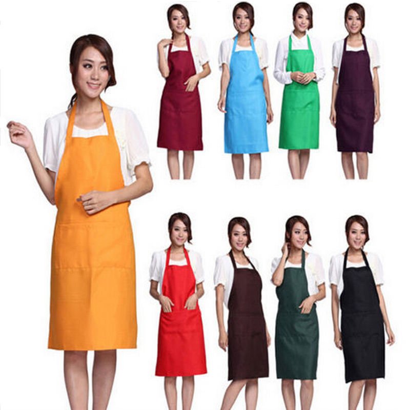 New Women Muti-color Cooking Kitchen Restaurant Bib Apron Dress with Pocket Gift