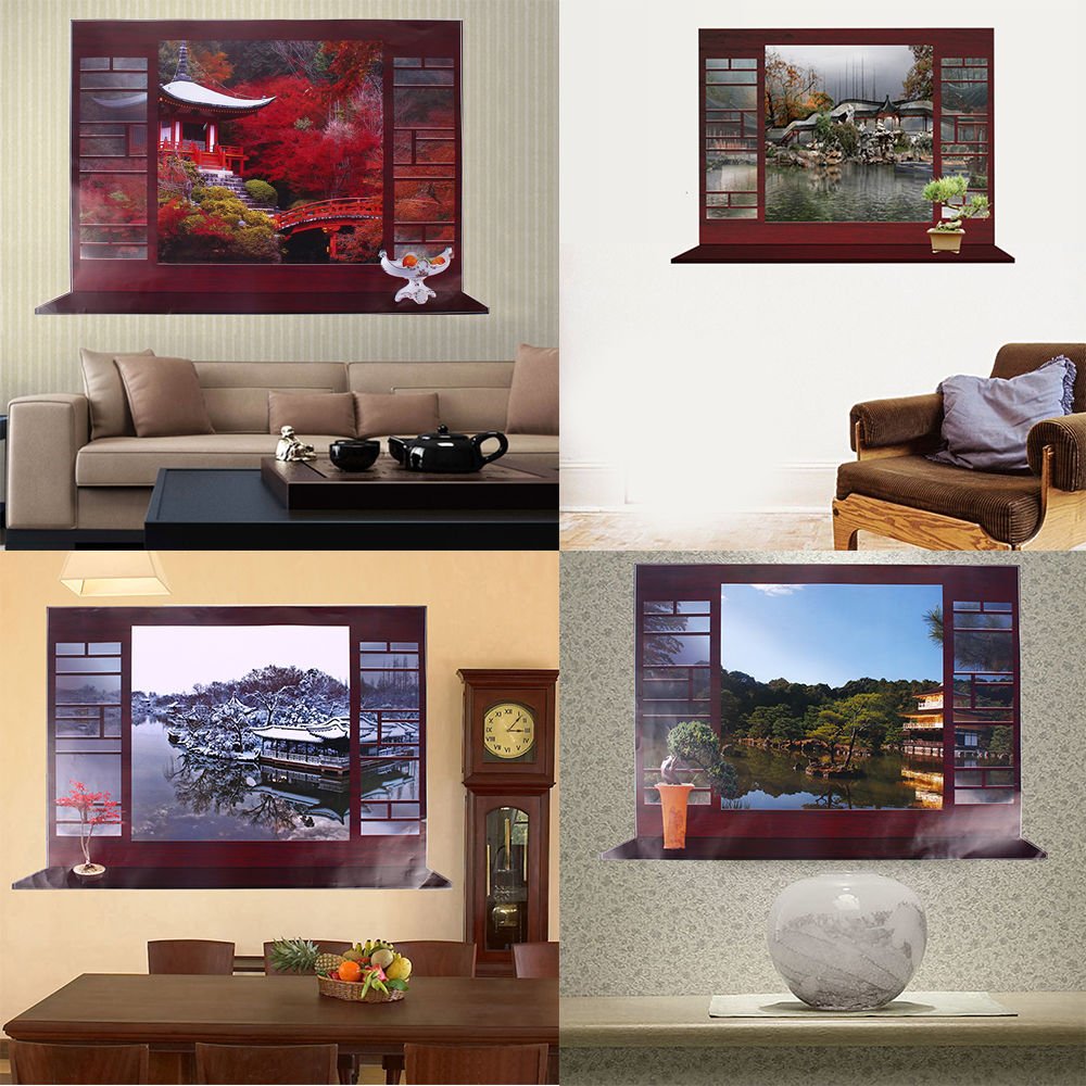 Chinese Style 3D Window View Removable Wall Sticker Art Vinyl Decal Decor Mural