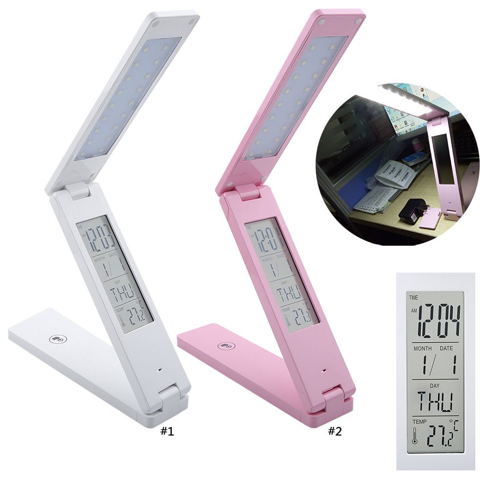 LED Desk Table Student Reading Lamp Touch Control With Calendar Alarm Clock