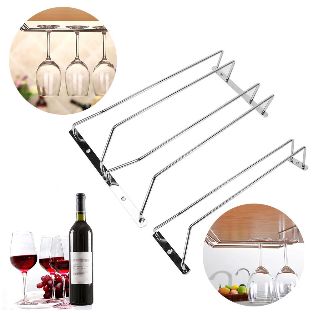 Stainless Steel Wine Hanging Cup Holders Hanging Goblet Cup Rack Home Decor