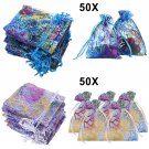 50Pcs/Set Sheer Coralline Organza Jewelry Pouch Wedding Party Favor Gift Bags