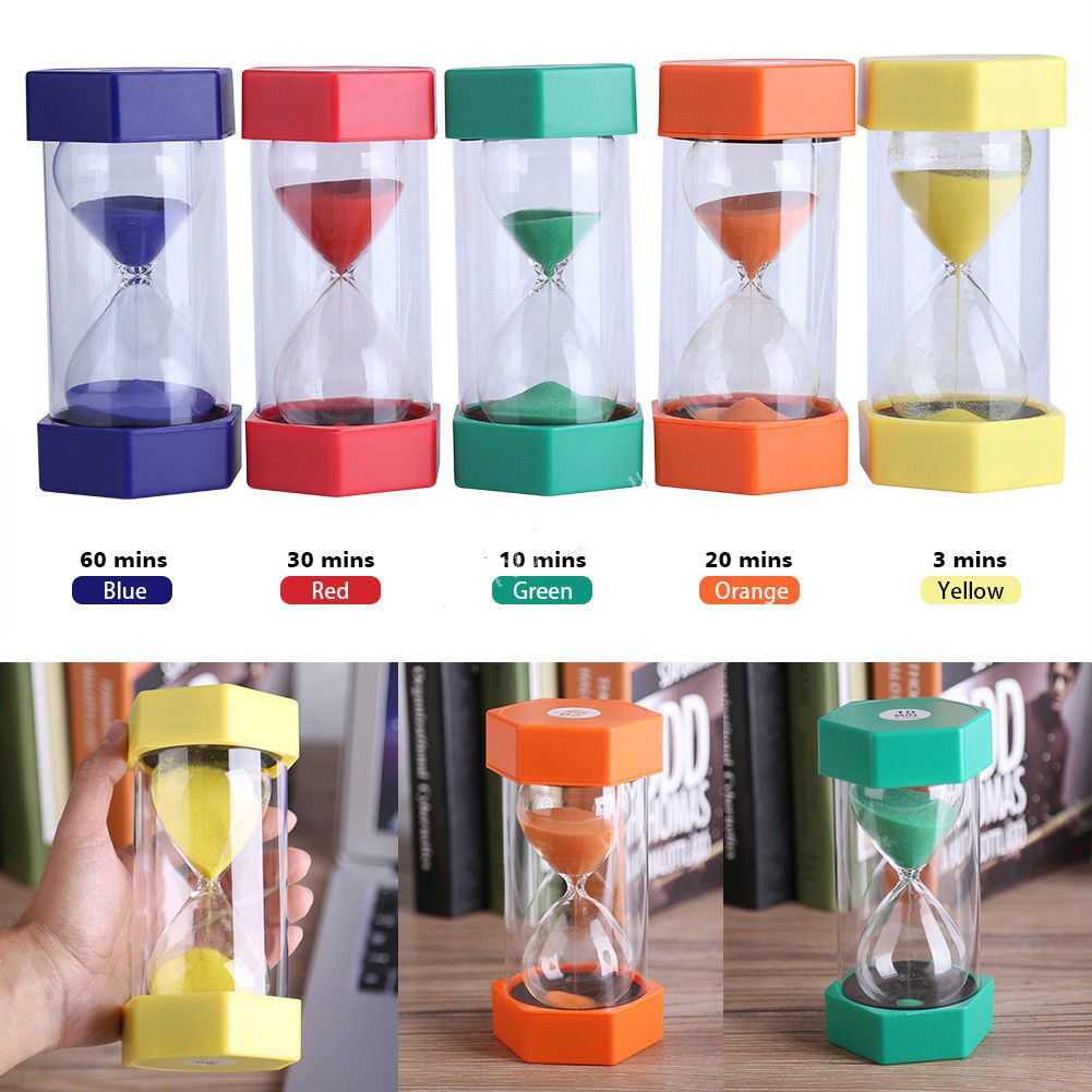 3-60Min Hourglass Timer Plastic Frame Glass Sand Sandglass Clock Time Decor Gift