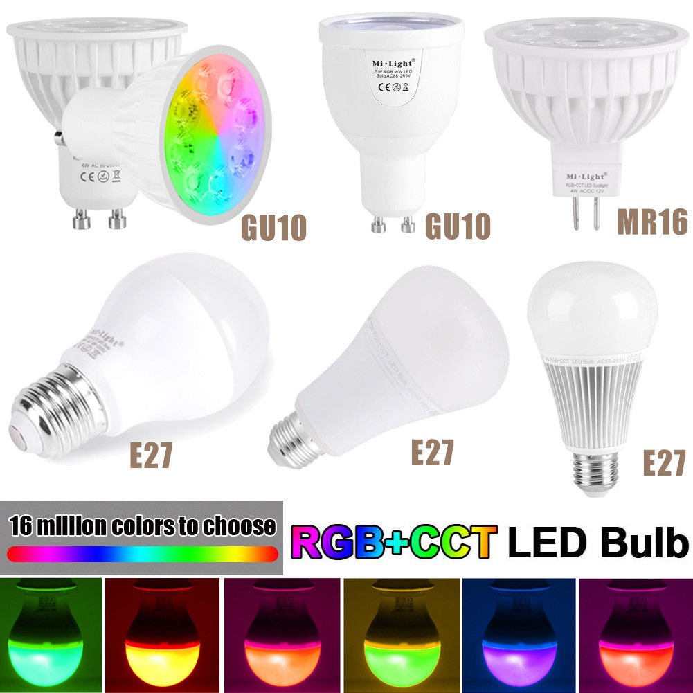 Milight Wireless E27/GU10/MR16 4/5/6/9/12W RGB+Cool White/Warm White Spot Light