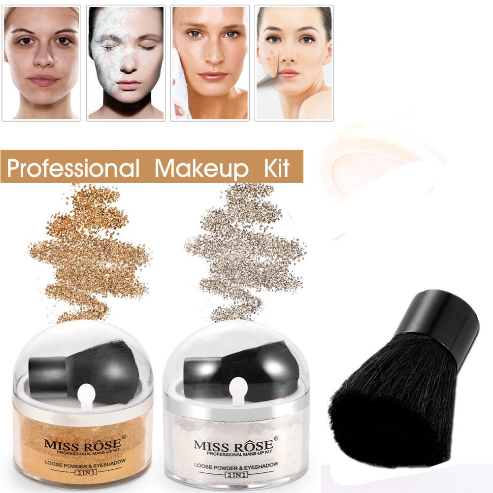 MISS ROSE Oil-control Beauty Makeup Loose Finishing Powder Foundation W/Brush