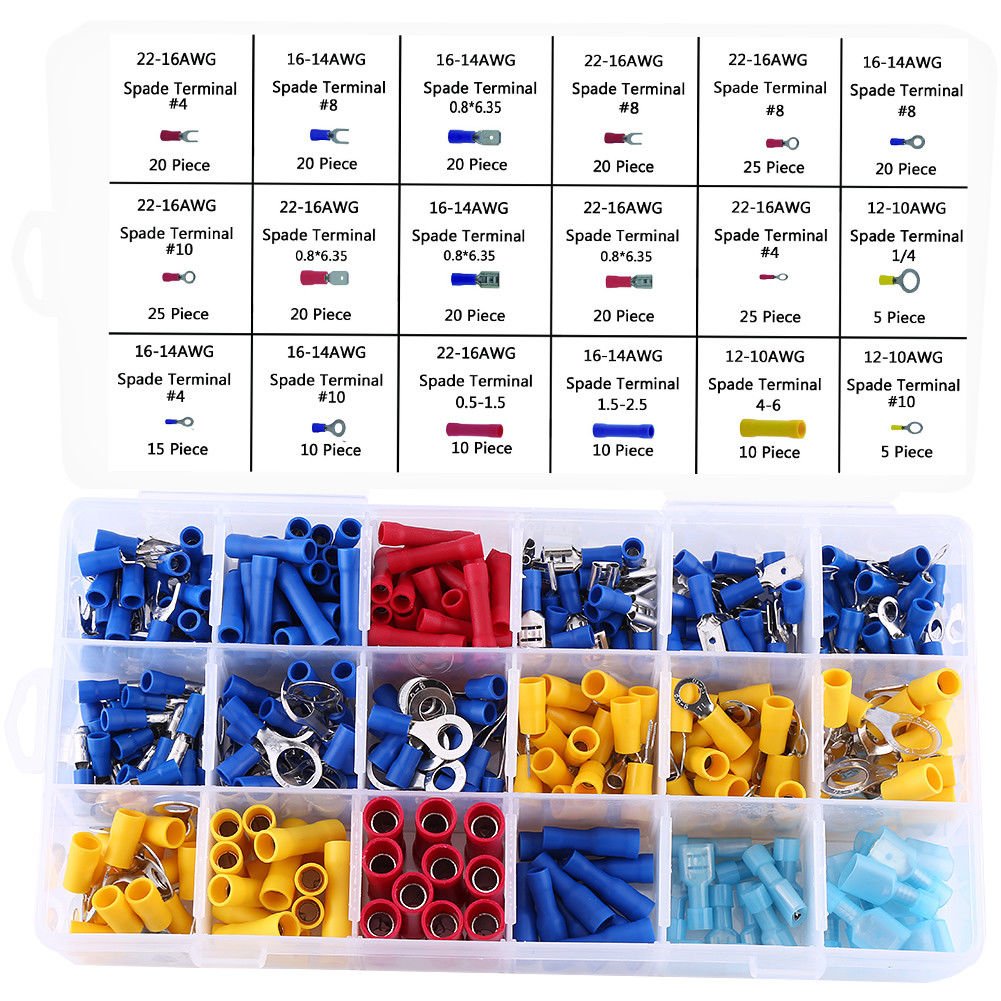 360pcs Assorted Electrical Wire Terminals Crimp Connector Butt Spade Box Kit